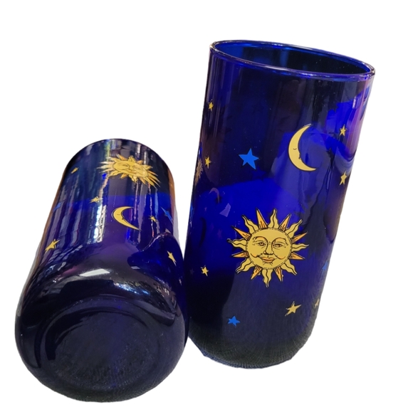 Vintage Libby Celestial Cobalt Blue Large Tumbler, set of 2 - Picture 5 of 5